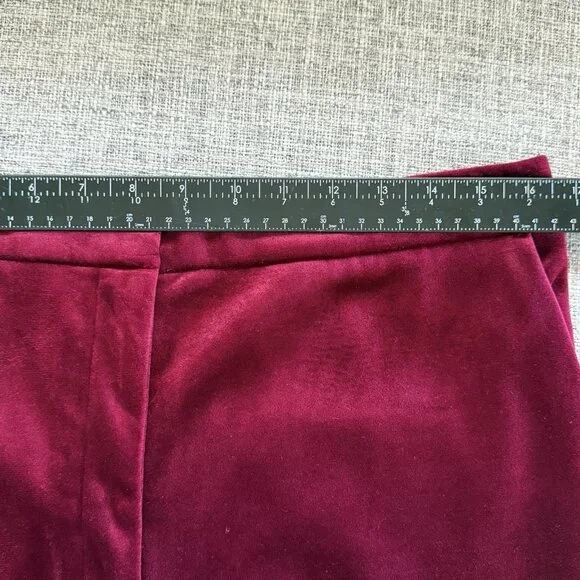 Express Editor High Rise Velvet Stretch Straight Ankle Pants Ruby Red SZ 14 - Picture 14 of 16